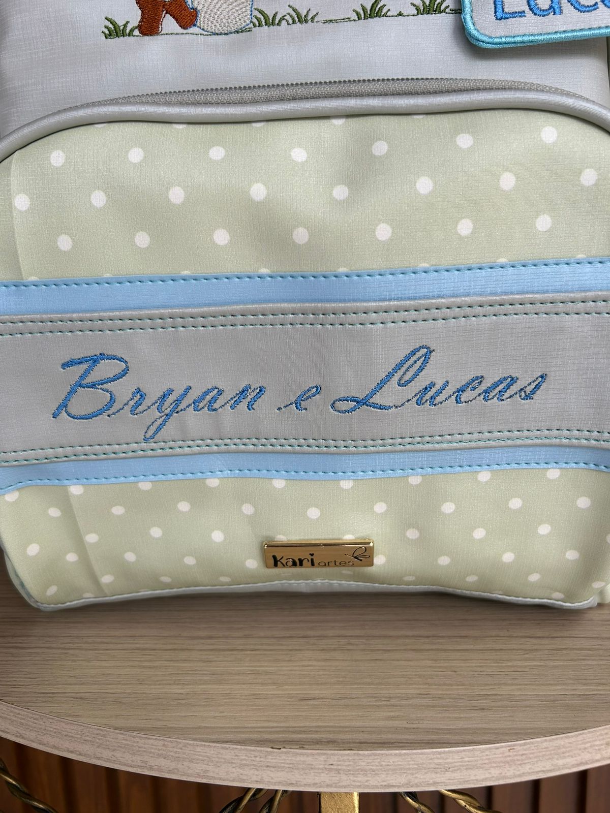 Mochila Multifuncional Ursinho Bolinhas - Bolso Frontal