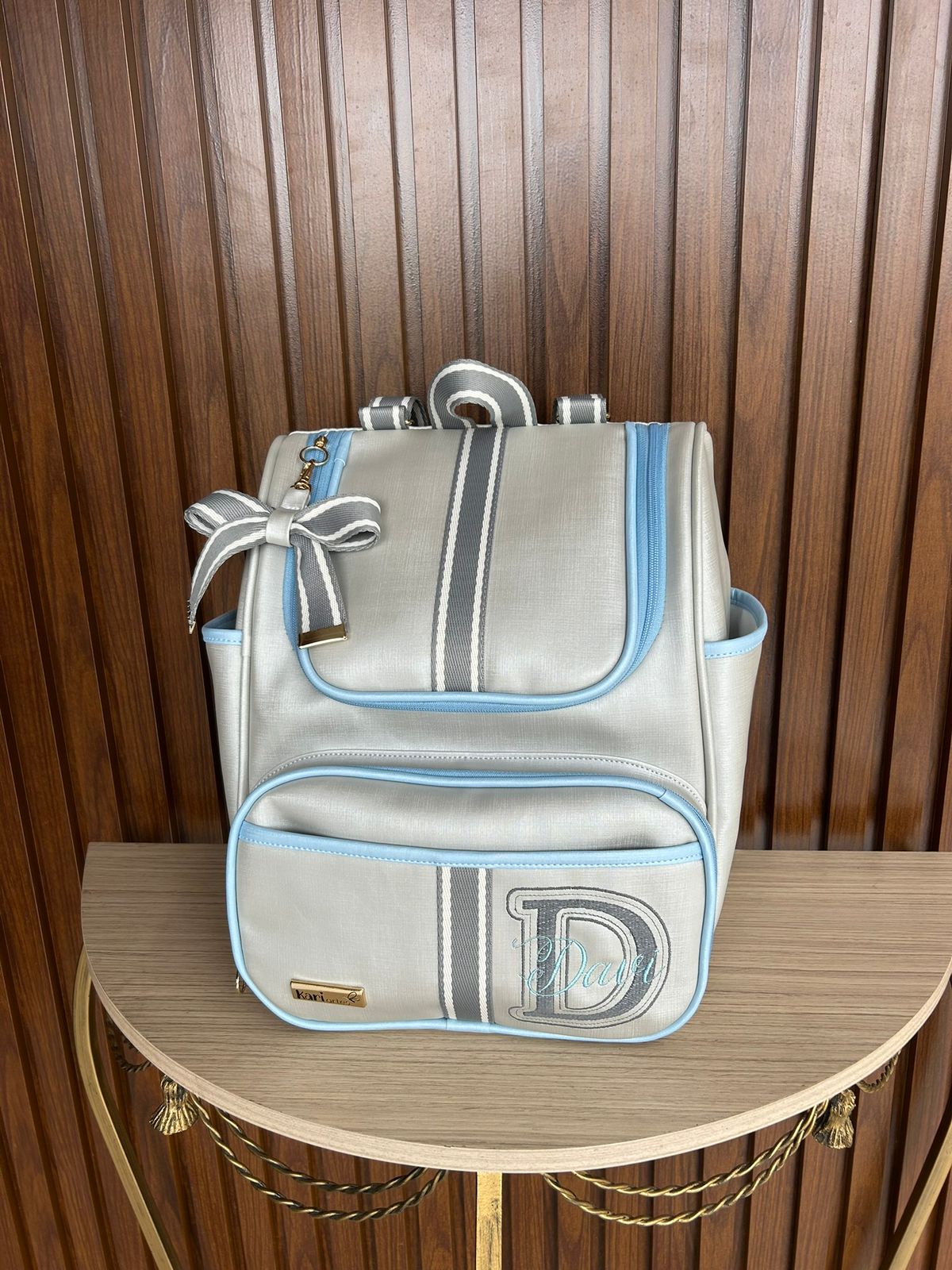 Mochila 2 em 1 Branca Azul - Frontal