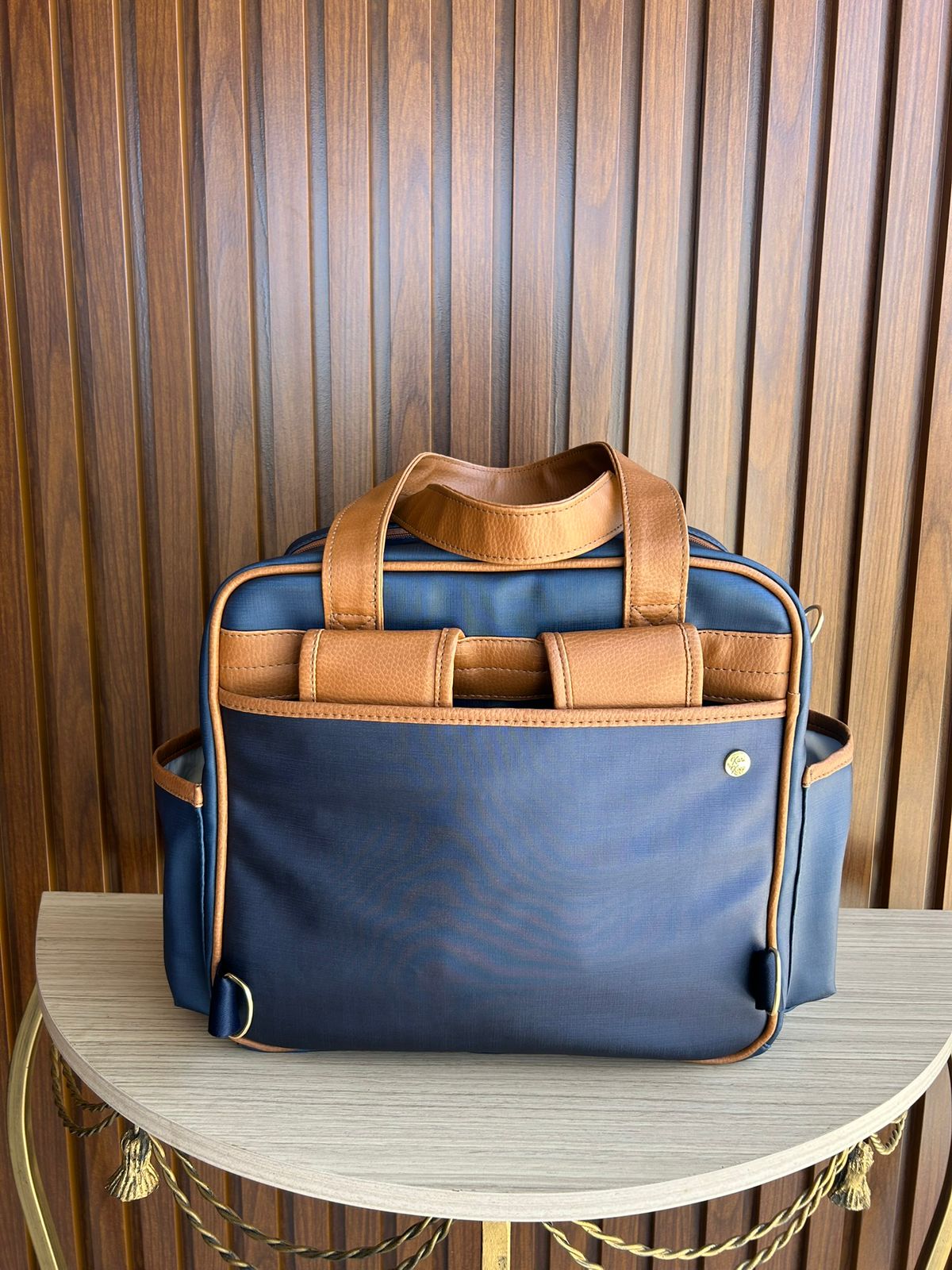 Posterior Sem Alça - Bolsa Mochila Classic Baby Azul Marrom