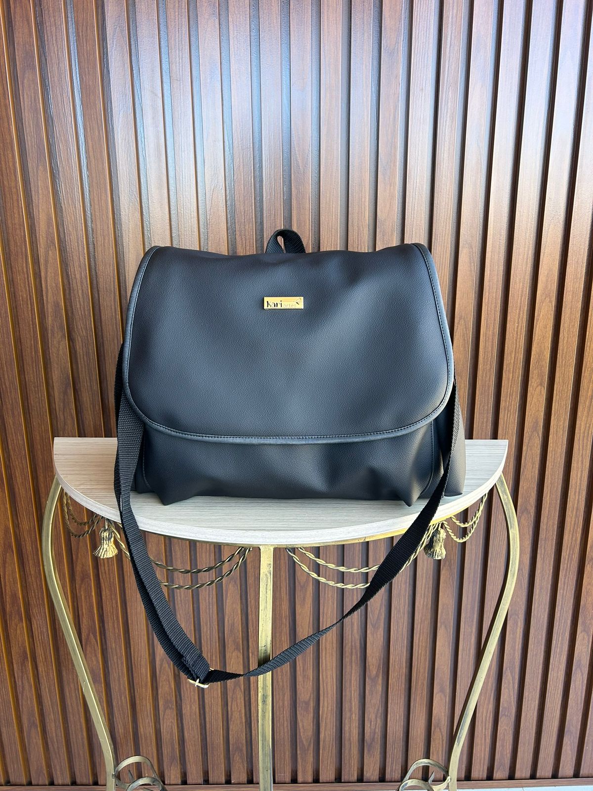 Bolsa Maternidade de Couro Preta