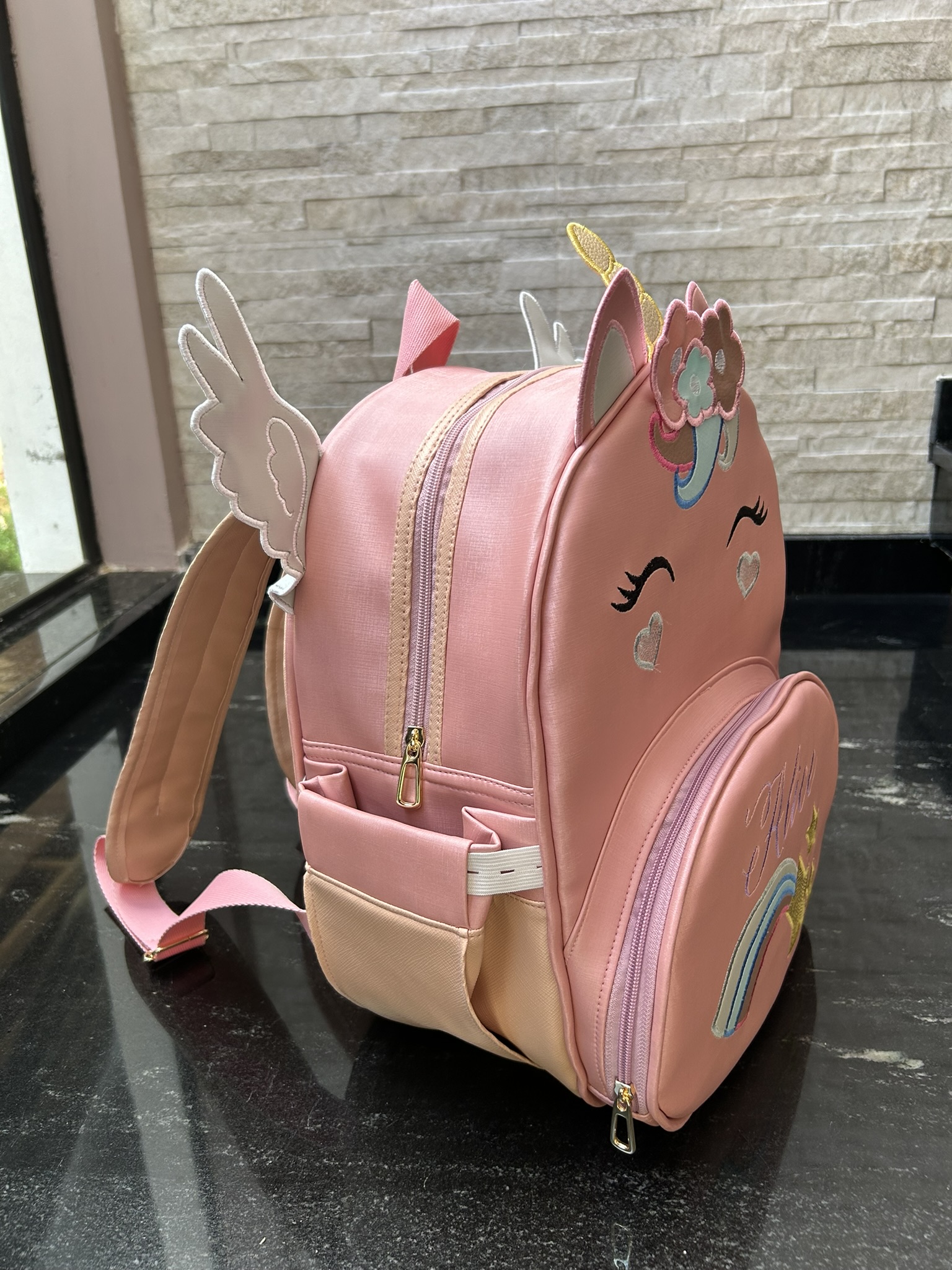Mochila Escolar Unicórnio Alado - Lateral