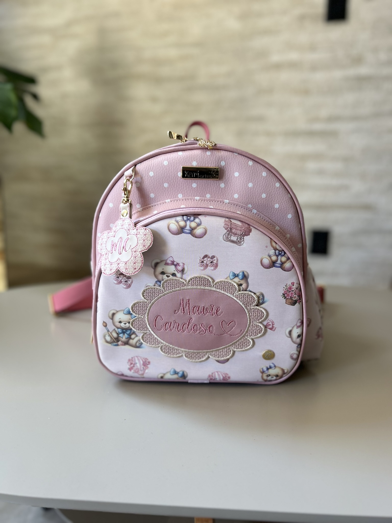 Mochila Maternidade Ursinho Rosa